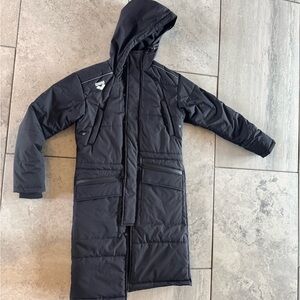 Black Hooded Long Puffer Coat